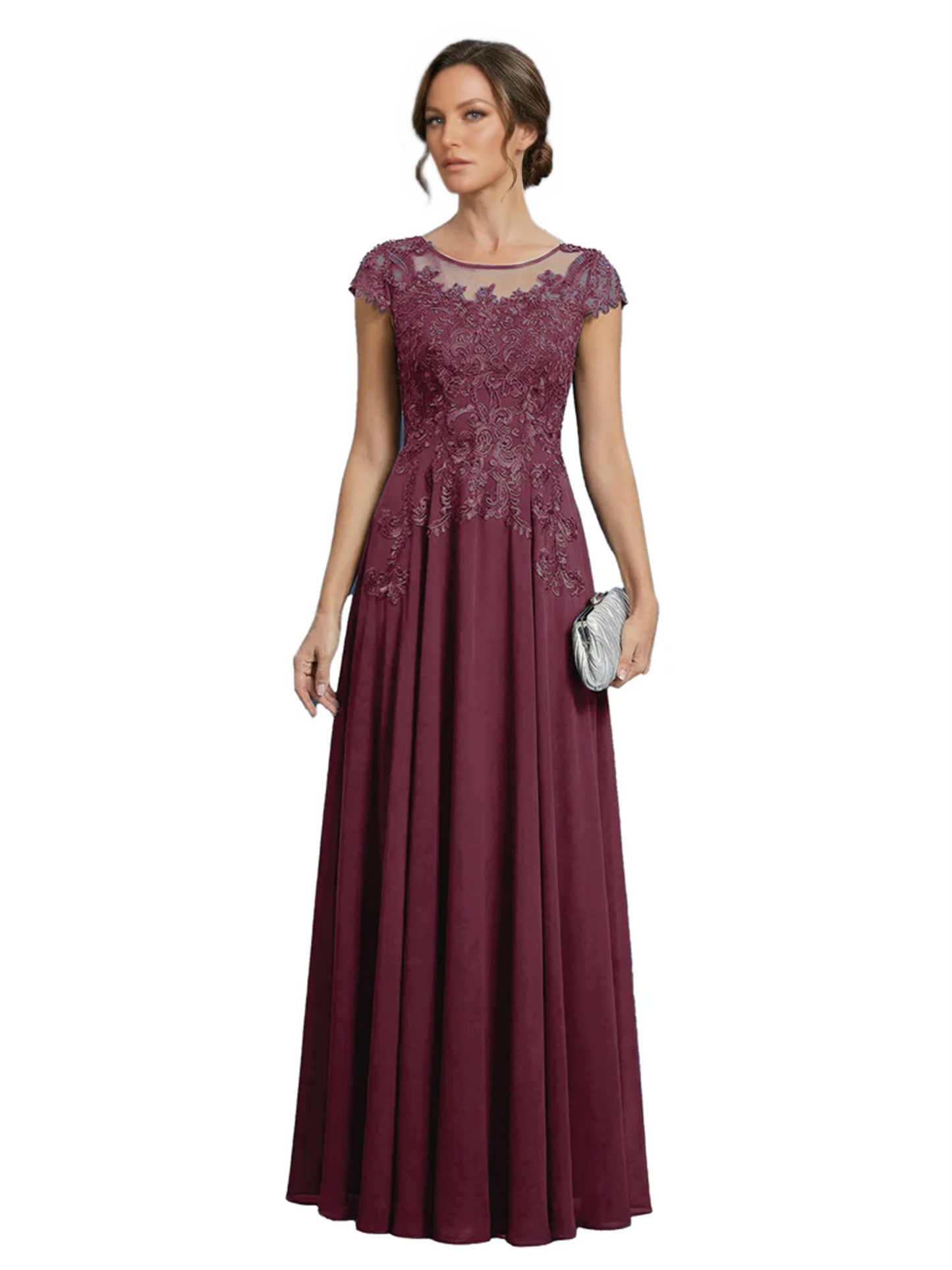 Chic Long A-Line Chiffon Mother of the Brides Dresses Sequin Mom Outfits For Wedding