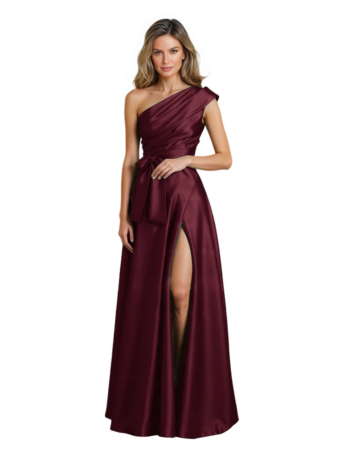 Wedding Mother of the Bride Dress One Shoulder and High Slit Formal Dresses