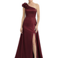 One Shoulder Mother of the Bride Dress with 3D Floral Detail Formal Dress A-Line Gowns with Slit