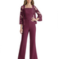 Mother of the Bride Jumpsuit with Lace Jacket 3/4 Sleeve Formal Pant Suit