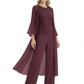 Elegant Pink 3-Piece Pant Set Trending 2026 Styles with Lace Wide-Leg Pants
