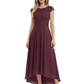 Elegant Evening Gown Trending 2026 Styles with Cap Sleeves High-Low Skirt