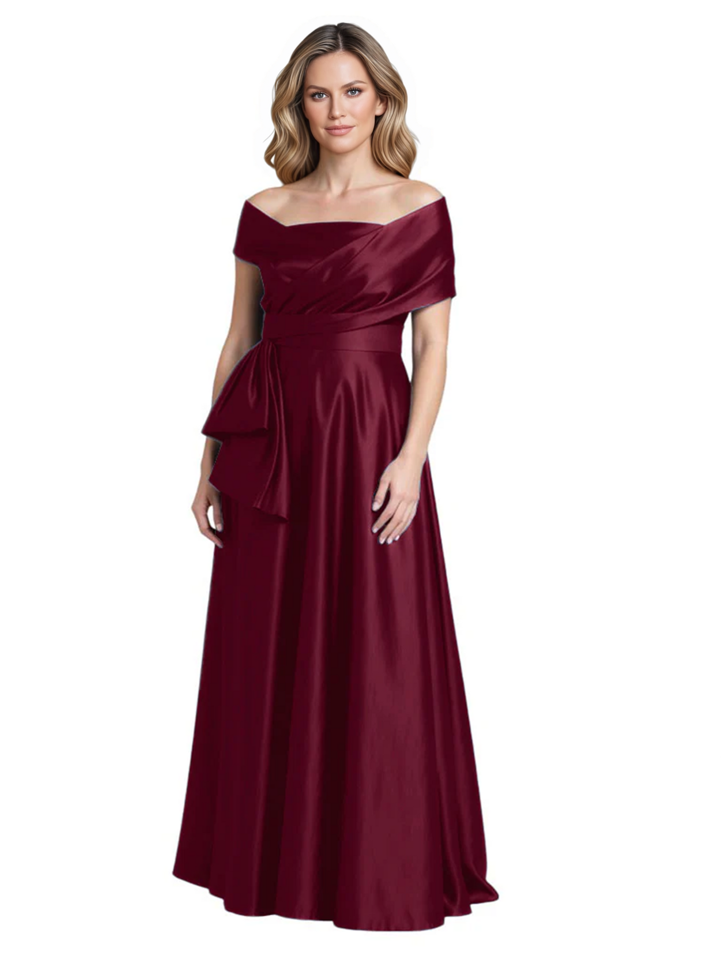 Formal Floor-Length Mother of the Bride Gown Sleeveless Satin Maxi Dress with Drape