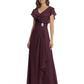 Elegant Mother of the Groom Dress Cascading Ruffle Chiffon Formal Gown Rhinestone