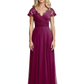 Mother of the Bride Dress Cap Sleeves and V-Neckline with Embroidered Lace Shoulders