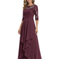 3/4 Sleeve Mother of the Bride Dress with Lace Embroidery High-Low Hem 2026
