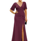 Elegant Evening Gown Trending V-Neck & Ruffle Detail Mother of Bride Outfits Slit