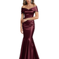 Luxury Emerald Formal Dress Off-the-Shoulder Satin Gown Trumpet Silhouette