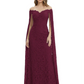 Elegant Mother of the Groom Gown Floral Lace Embroidered Formal Dress with Cape