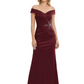 Off Shoulder Mother of the Bride Dress Beaded Waist Satin Gown Portrait Neckline