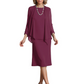 3 PCS Knee-Length Mother of Bride Dresses Prom Dress Evening Dress with Sheer Sleeves and Jacket