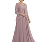 Plus Size A-line Chiffon 3/4 Sleeves Mother of the Brides Dresses Long Jacket Dress