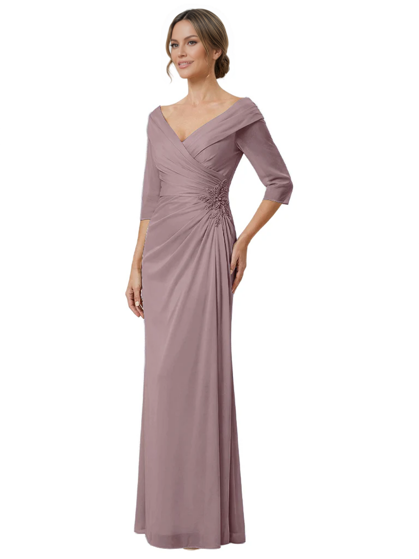 Elegant 3/4 Sleeve Mother of the Brides Dresses Mom Outfits Wedding Satin