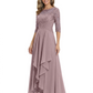 3/4 Sleeve Mother of the Bride Dress with Lace Embroidery High-Low Hem 2026
