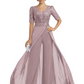 V-Neck Chiffon Mother of the Brides Jumpsuits Dresses Floor Length A-Line Lace