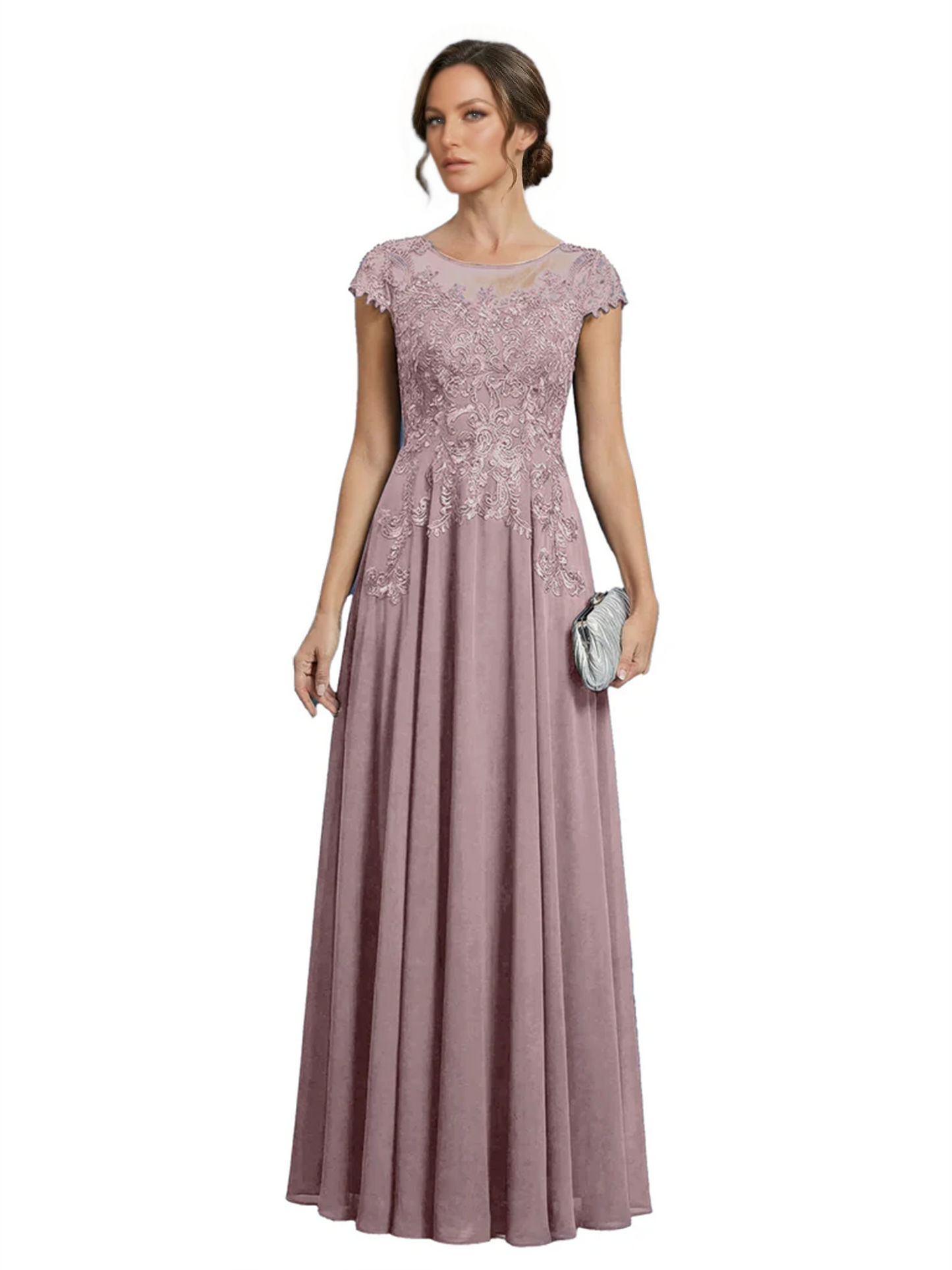 Chic Long A-Line Chiffon Mother of the Brides Dresses Sequin Mom Outfits For Wedding