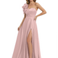 Elegant Mother of the Groom Dress A-Line Satin Formal Gown with High Slit Ruched Bodice