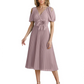 Wedding Formal Dress V-Neck Pleated Chiffon Gown with 3D Flower Accent Knee Length
