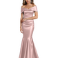 Luxury Emerald Formal Dress Off-the-Shoulder Satin Gown Trumpet Silhouette
