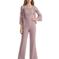 Mother of the Bride Jumpsuit with Lace Jacket 3/4 Sleeve Formal Pant Suit