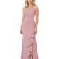 Modern Mother of Bride Dresses 2026 Asymmetric Neckline Ruffle Slit Gown