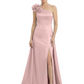 One Shoulder Mother of the Bride Dress with 3D Floral Detail Formal Dress A-Line Gowns with Slit