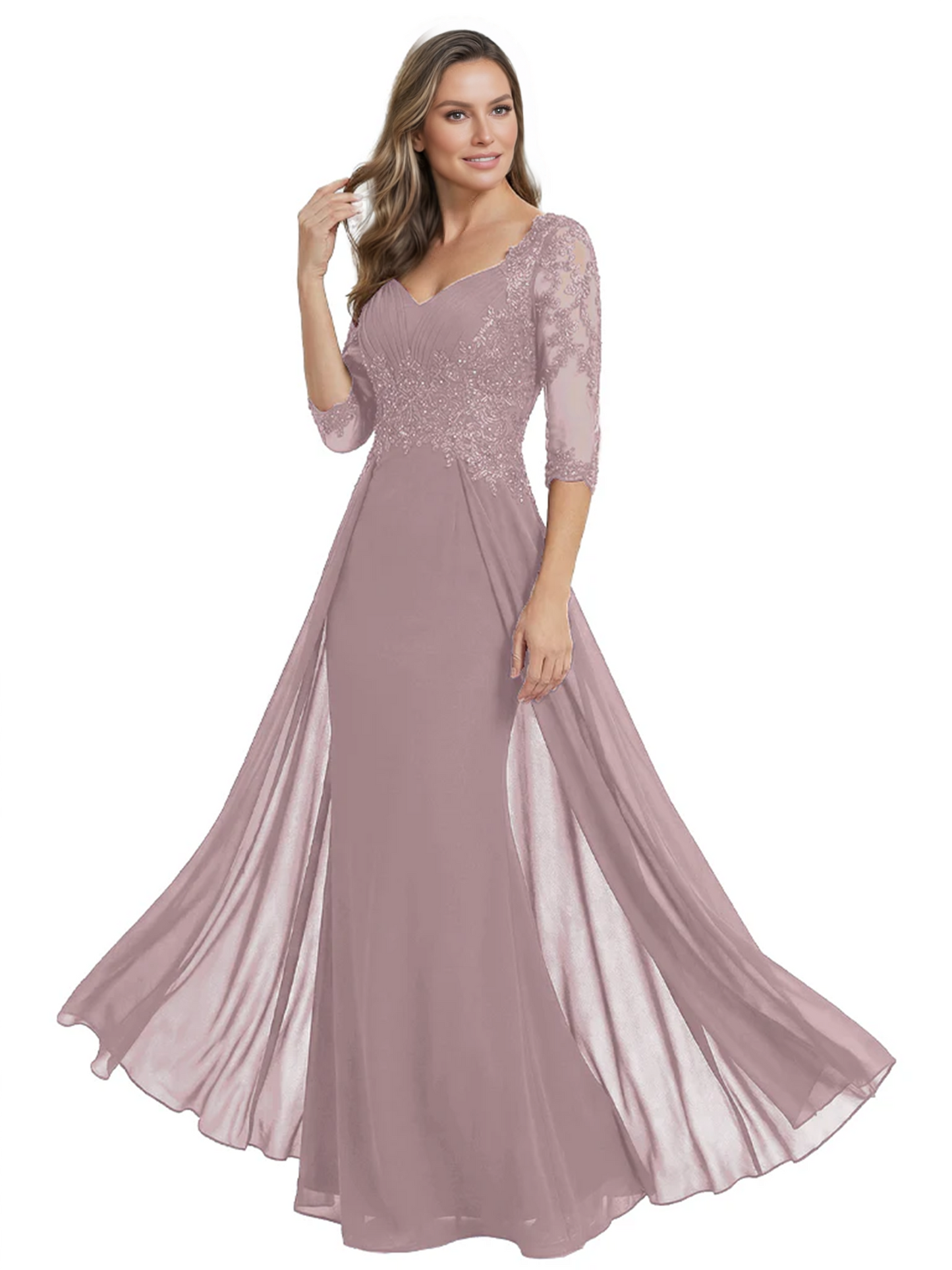 Luxury Burgundy Formal Dress Embroidered Lace Bodice Flowy Chiffon Gown 2026