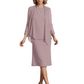 3 PCS Knee-Length Mother of Bride Dresses Prom Dress Evening Dress with Sheer Sleeves and Jacket