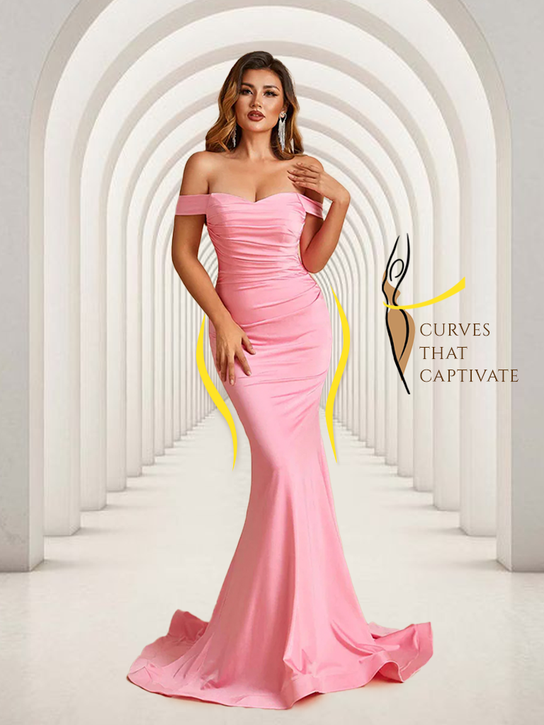 Jersey Mermaid Bridesmaid Dresses Off Shoulder Sweetheart Pleats Floor Length