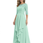 3/4 Sleeve Mother of the Bride Dress with Lace Embroidery High-Low Hem 2026