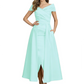 Formal Floor-Length Mother of the Bride Gown Satin Maxi Dress with Slit Off Shoulder