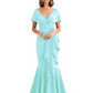Satin Mother of the Bride Dress with Cascading Ruffles and Mermaid Tail V-Neck