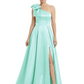 Luxury Bow Black Formal Dress One-Shoulder A-Line Gowns with Sexy Side Slit 2026
