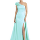 One Shoulder Mother of the Bride Dress with 3D Floral Detail Formal Dress A-Line Gowns with Slit