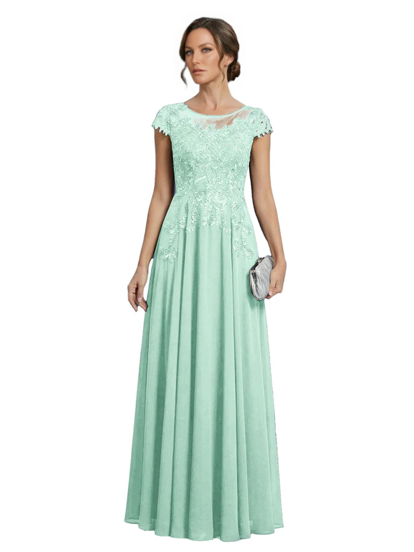 Chic Long A-Line Chiffon Mother of the Brides Dresses Sequin Mom Outfits For Wedding