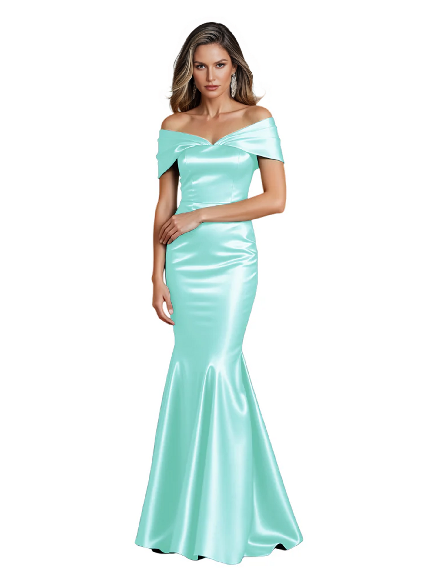Luxury Emerald Formal Dress Off-the-Shoulder Satin Gown Trumpet Silhouette
