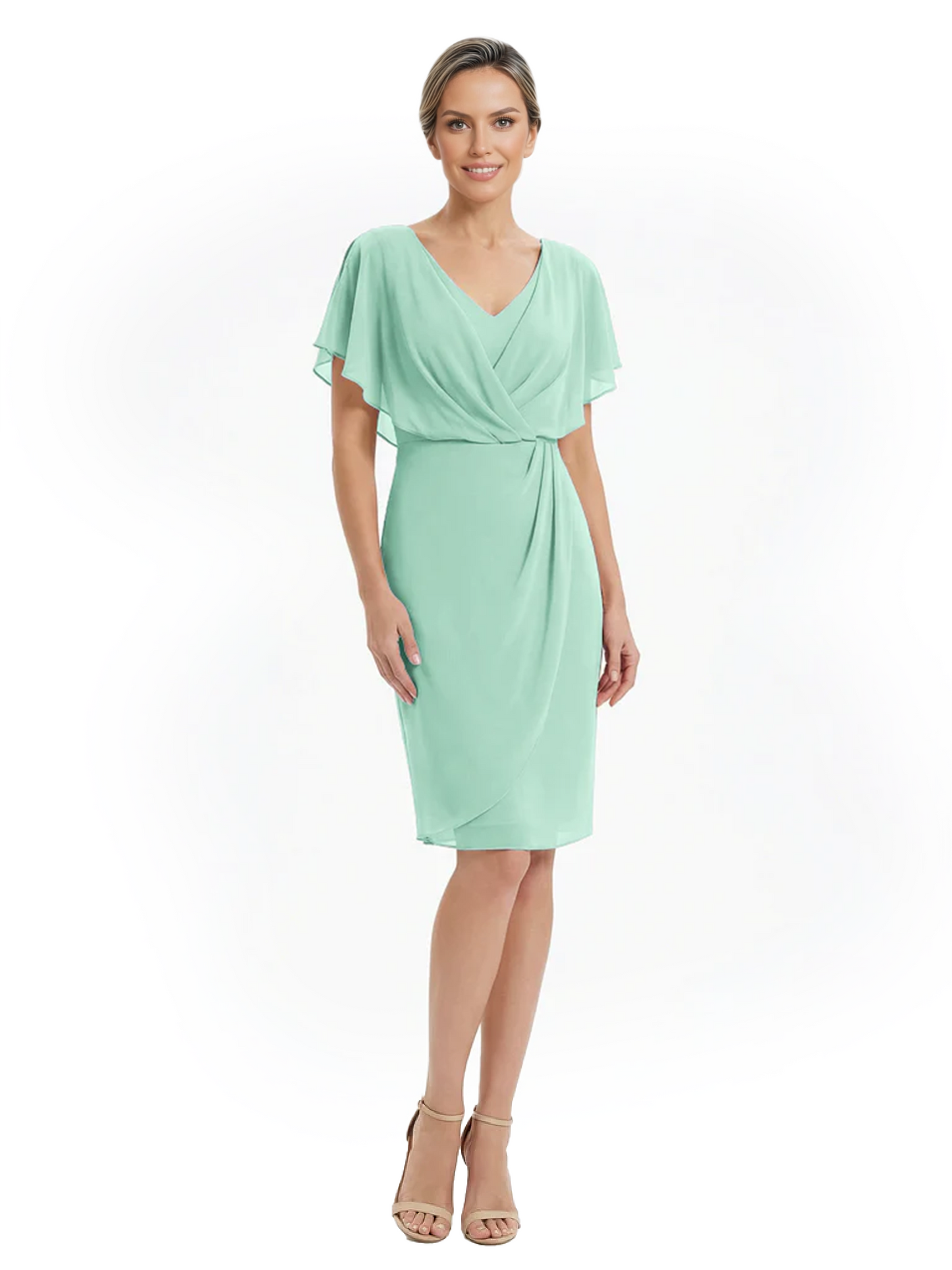 Chic Knee-Length Mother of Bride Formal Dress Slimming Chiffon Styles for Wedding Guest