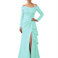 Elegant Mother of the Groom Dress Cascading Ruffle Satin Gown with High Slit Long Sleeves