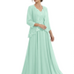 Plus Size A-line Chiffon 3/4 Sleeves Mother of the Brides Dresses Long Jacket Dress