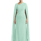 Elegant Asymmetric Neck Long A-Line Chiffon Mother of the Brides Dresses Mom Outfit with Cape