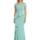 A-Line Satin Cap Sleeves Mother of the Brides Dresses Floor Length For Wedding