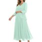 3/4 Sleeve Chiffon Mother of the Brides Dresses V-Neck Wedding Party Gowns
