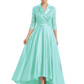 Elegant Mother of Bride Dress Evening Gowns Trending Styles with Lapel Collar 3/4 Sleeves