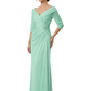 Elegant 3/4 Sleeve Mother of the Brides Dresses Mom Outfits Wedding Satin