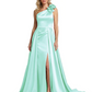 One Shoulder Sleeveless Mother of the Brides Dresses Floor Length Slit With Train