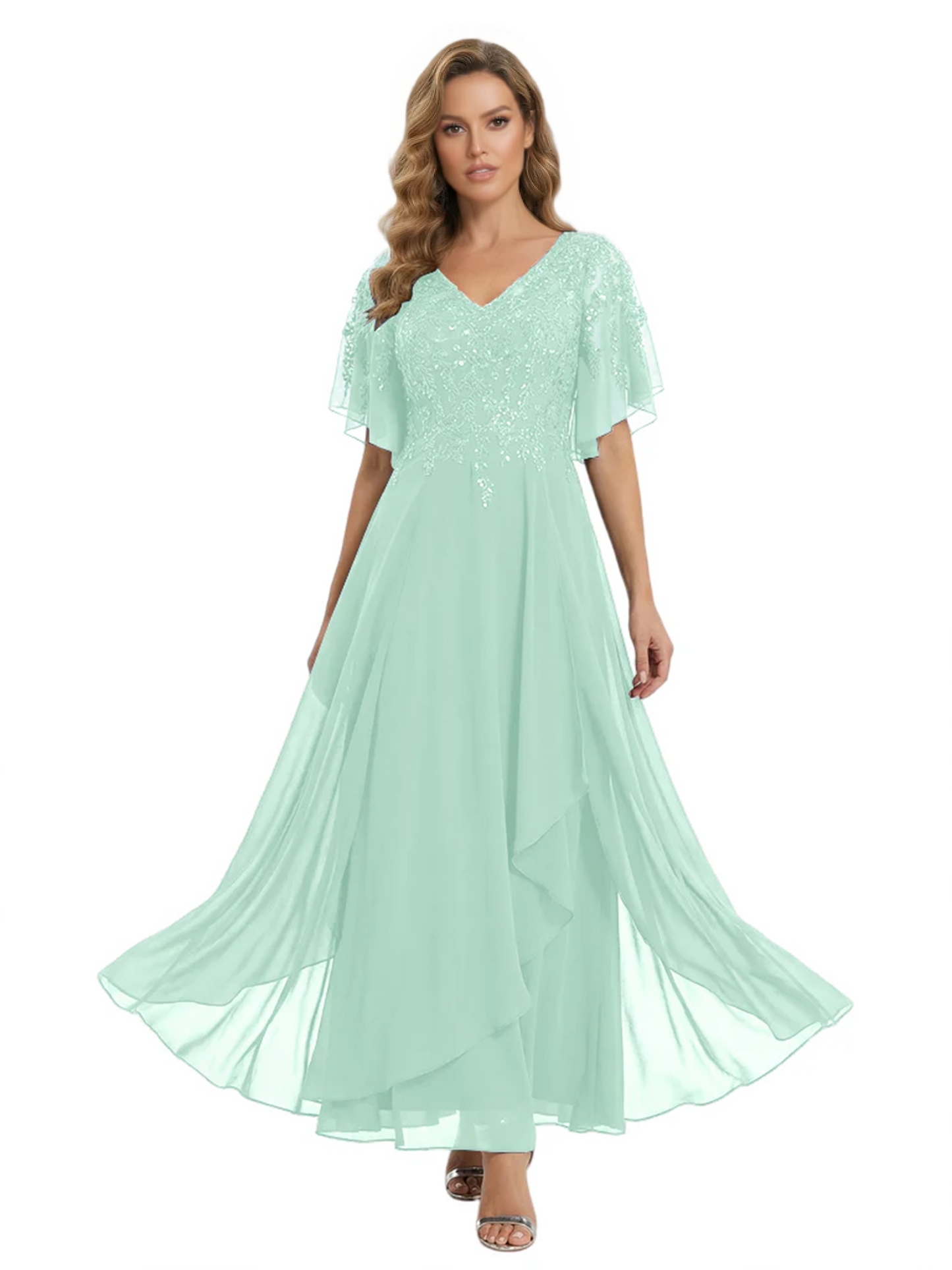 Bling Sequin Chiffon Mother of the Brides Dresses Wedding Party Gowns For Mom