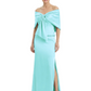 Formal Floor-Length Mother of the Bride Gown Satin Maxi Dress with Bow Neckline