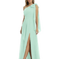 One-Shoulder Mother of the Bride Dress Chiffon Gown with Long Sash Detail