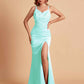 Sexy Satin V-neck Side Slit Mermaid Floor Length Bridesmaid Dresses
