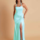 Gorgeous Square Criss Cross Soft Satin Side Slit Floor-Length Mermaid Bridesmaid Dresses